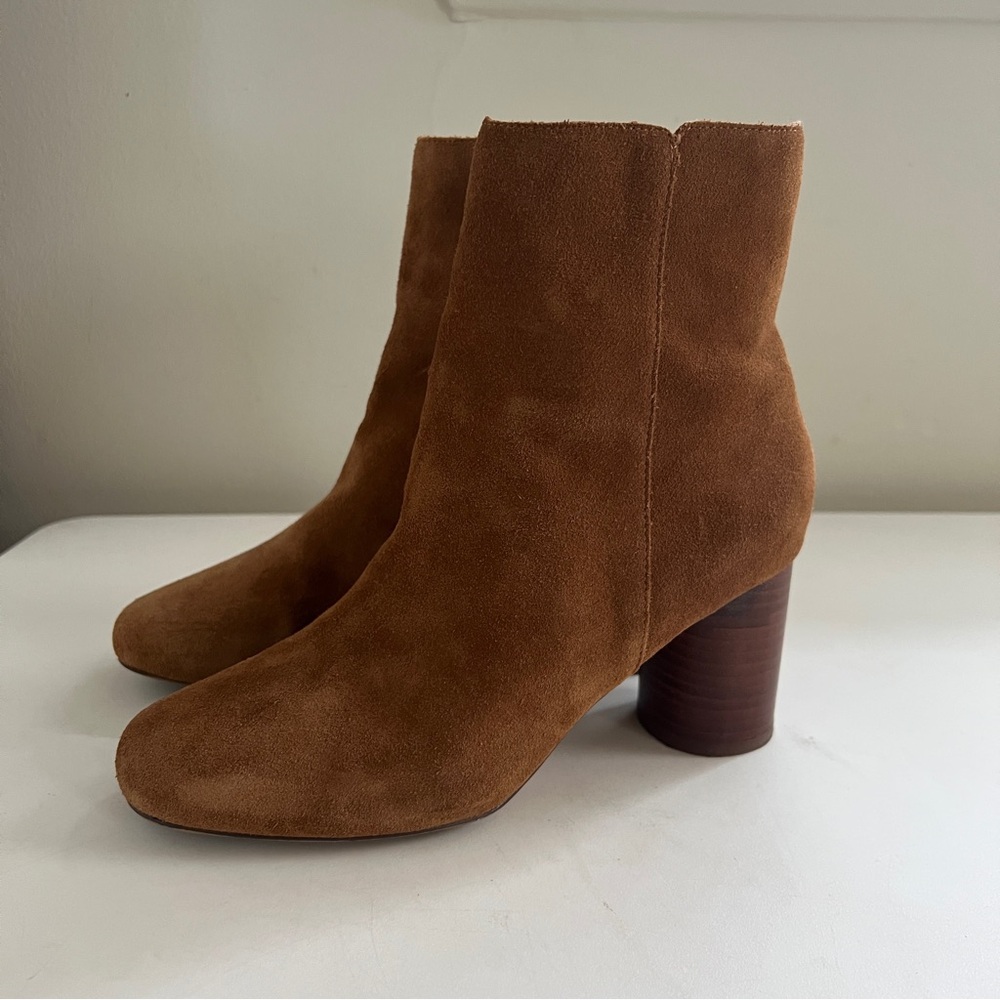 River Island Tan Cognac Brown Suede Leather Ankle Boots Shoes NWT SZ 5  EU 38